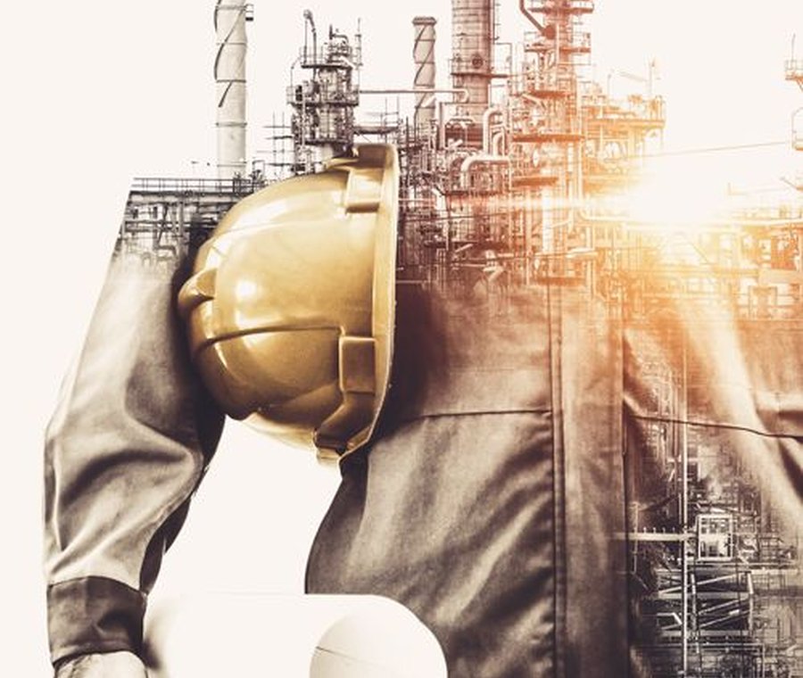 Engineer with plant infrastructure overlay